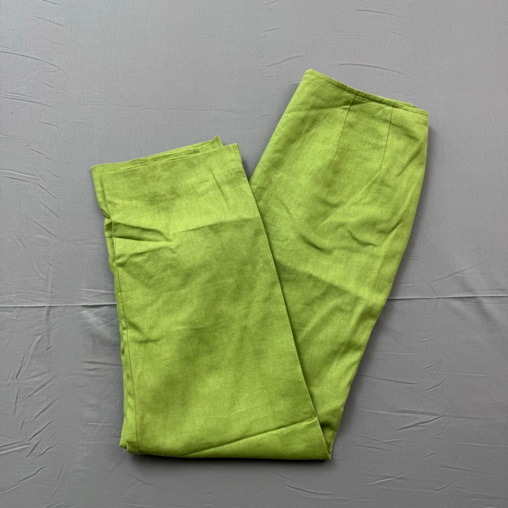 Sheri Martin Petite Lime Green Linen Blend Straight Leg Trousers Pants 8P
